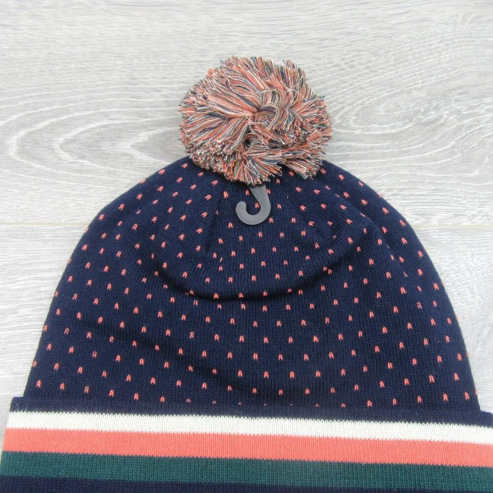 L.L. Bean Pom Beanie Cap Unisex One Size Fit Navy Multi NEW - Picture 6 of 9